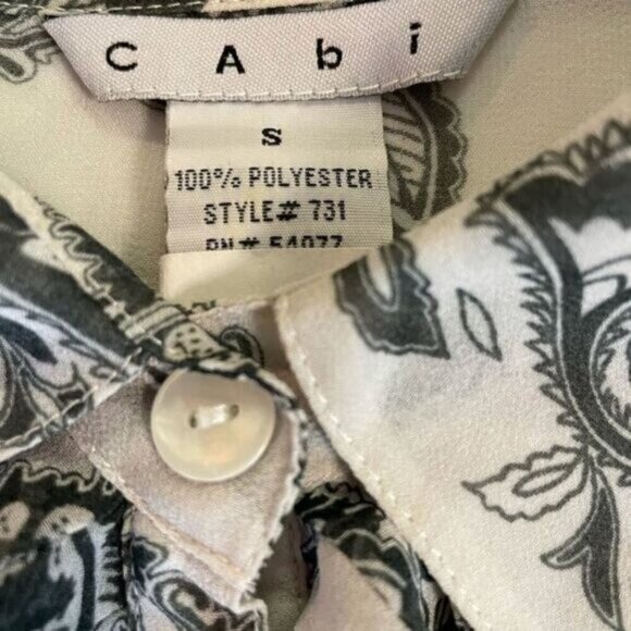 CAbi 731 Catherine Sheer Ruffle Paisley Blouse Small - Picture 5 of 5